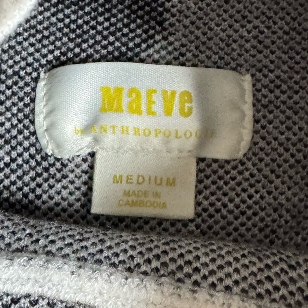 Anthropologie Maeve Cary’s Mock Neck Argyle Pullover Knit Sweater Gray White MED - Picture 6 of 10